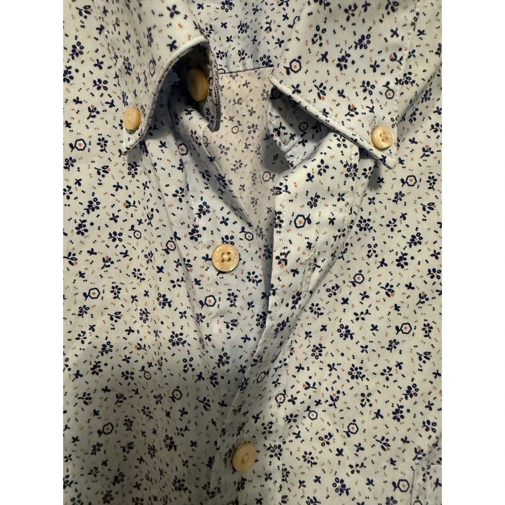 Crown & Ivy Mens 3XLT Classic Fit Floral Microprint Button Down Shirt Light Blue
